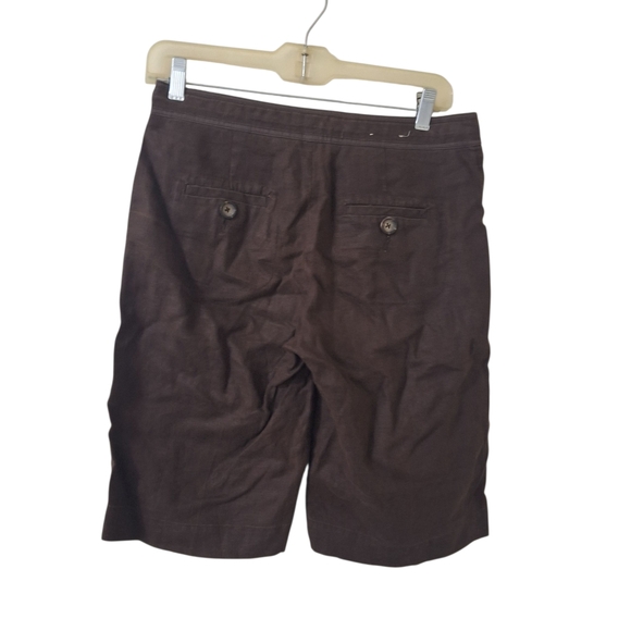 Y2K Banana Republic Womens Brown 100% Linen Shorts Sz 2 Draw String - Picture 3 of 11